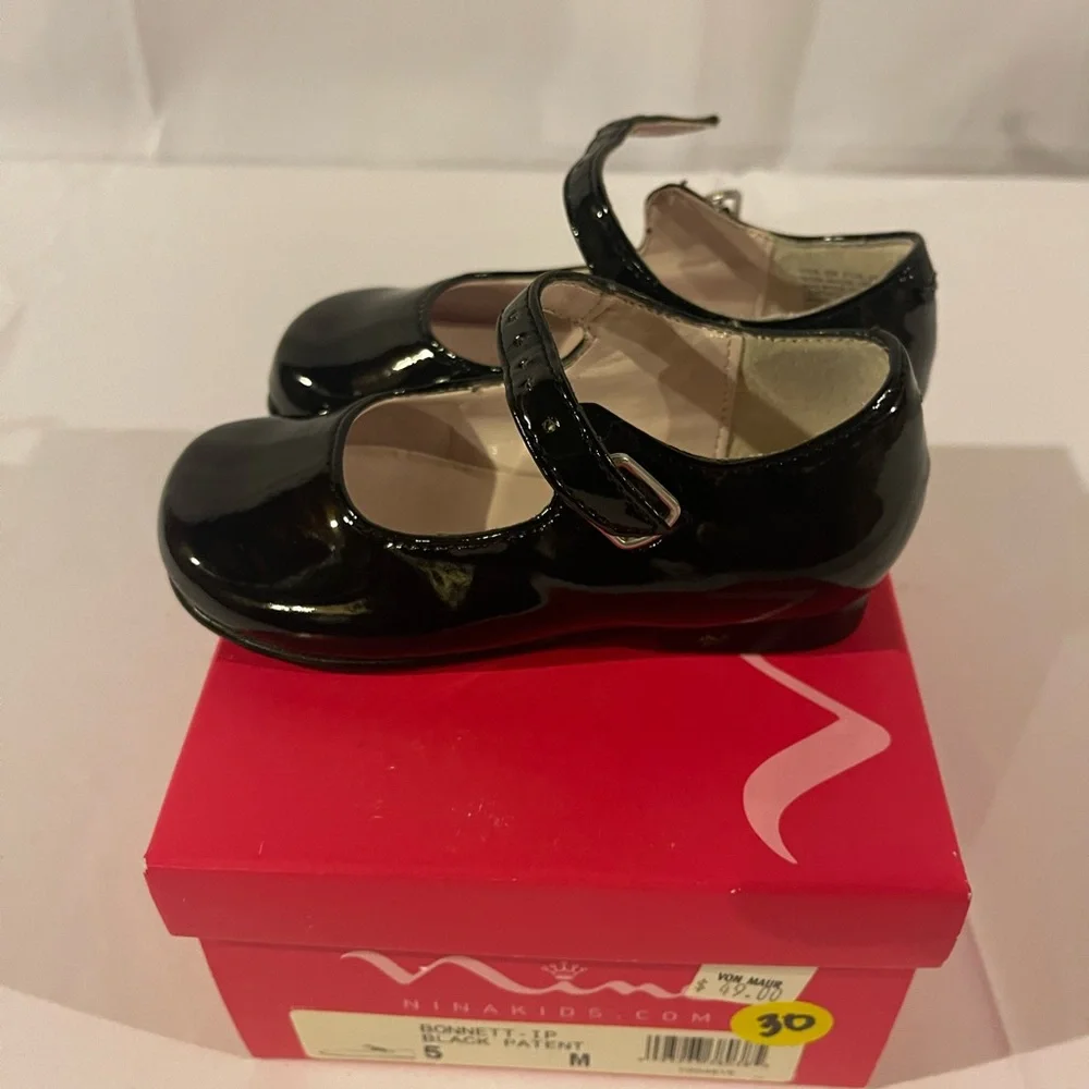 Nina Bonnnett-Black Patent Baby Dress Shoe Size 5M
